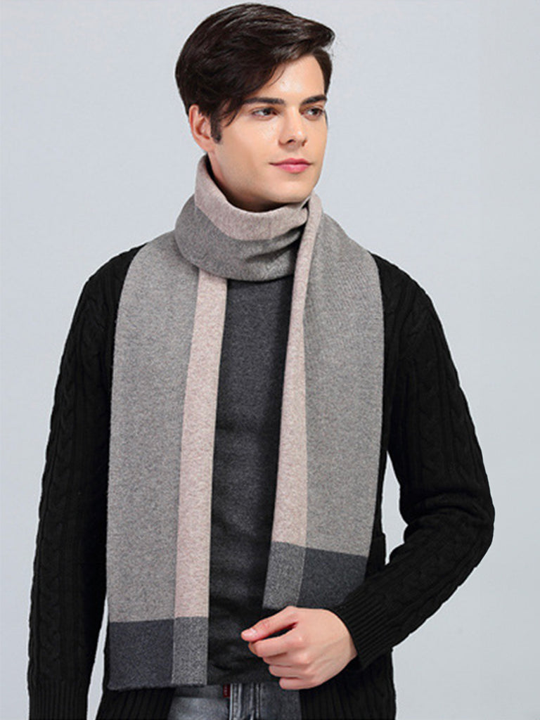 Écharpe homme en laine douce, design bloc couleur, style moderne hivernal, chaud et confortable, longueur généreuse, modèle Sébastien