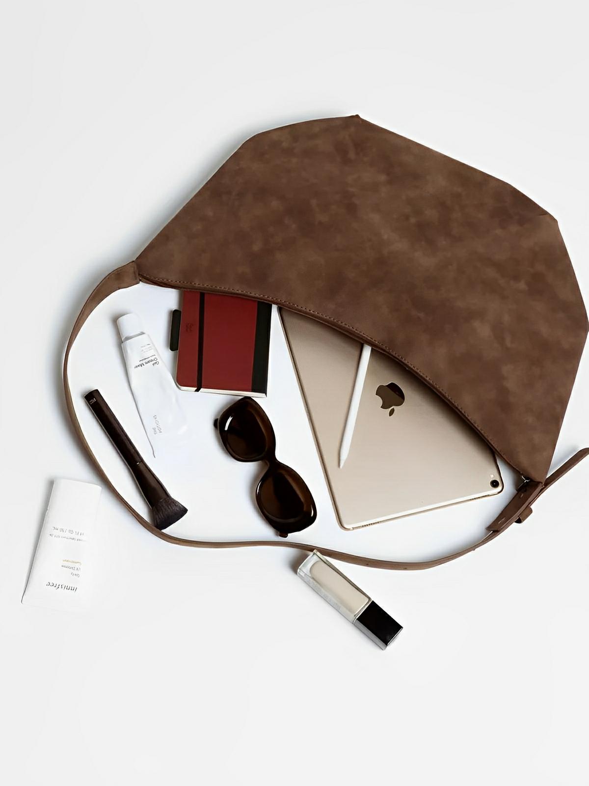 Schultertasche Hobo für Frauen, Schultertrage, Vintage-Stil, Wildleder-Effekt, Quertrage, Modell Jennifer