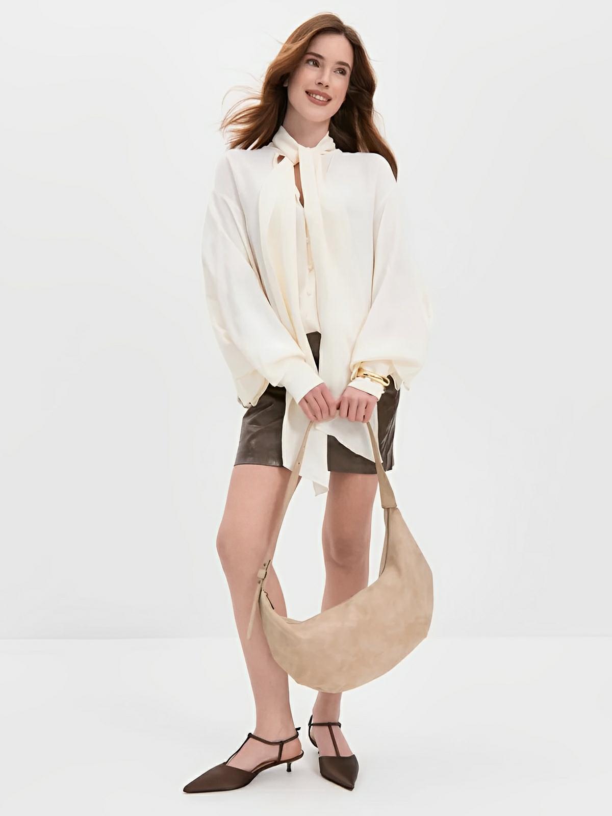 Schultertasche Hobo für Frauen, Schultertrage, Vintage-Stil, Wildleder-Effekt, Quertrage, Modell Jennifer