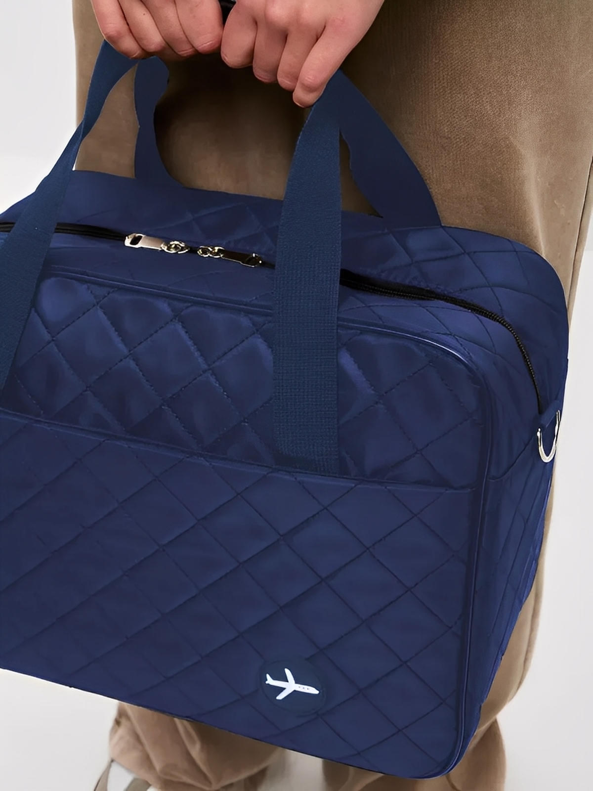 Bagage cabine avion, format 37x31x27 cm, sac de voyage, bandoulière réglable, tissu imperméable, rangement multifonction, modèle Elvire - Sac de voyage - Bleu marine