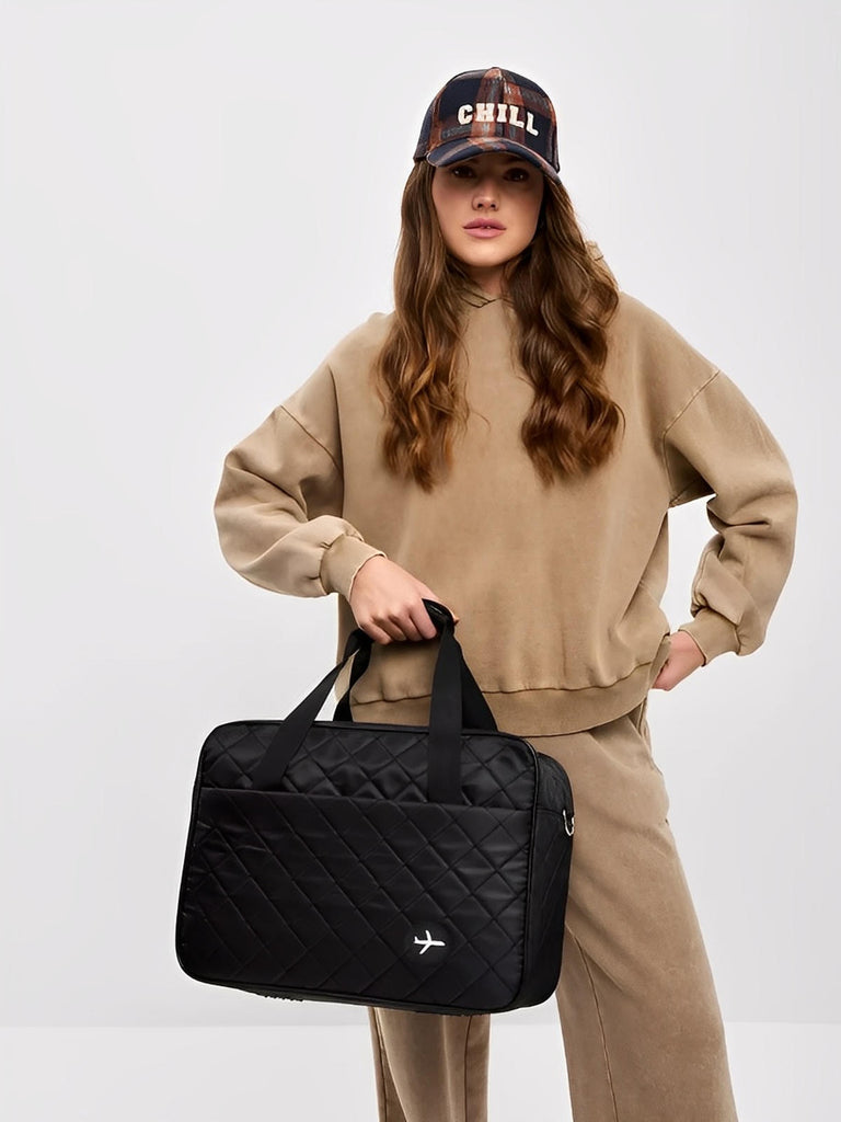 Bagage cabine avion, format 37x31x27 cm, sac de voyage, bandoulière réglable, tissu imperméable, rangement multifonction, modèle Elvire - Sac de voyage - Noir