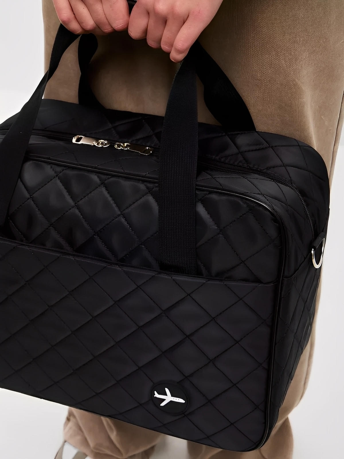 Bagage cabine avion, format 37x31x27 cm, sac de voyage, bandoulière réglable, tissu imperméable, rangement multifonction, modèle Elvire - Sac de voyage - Noir