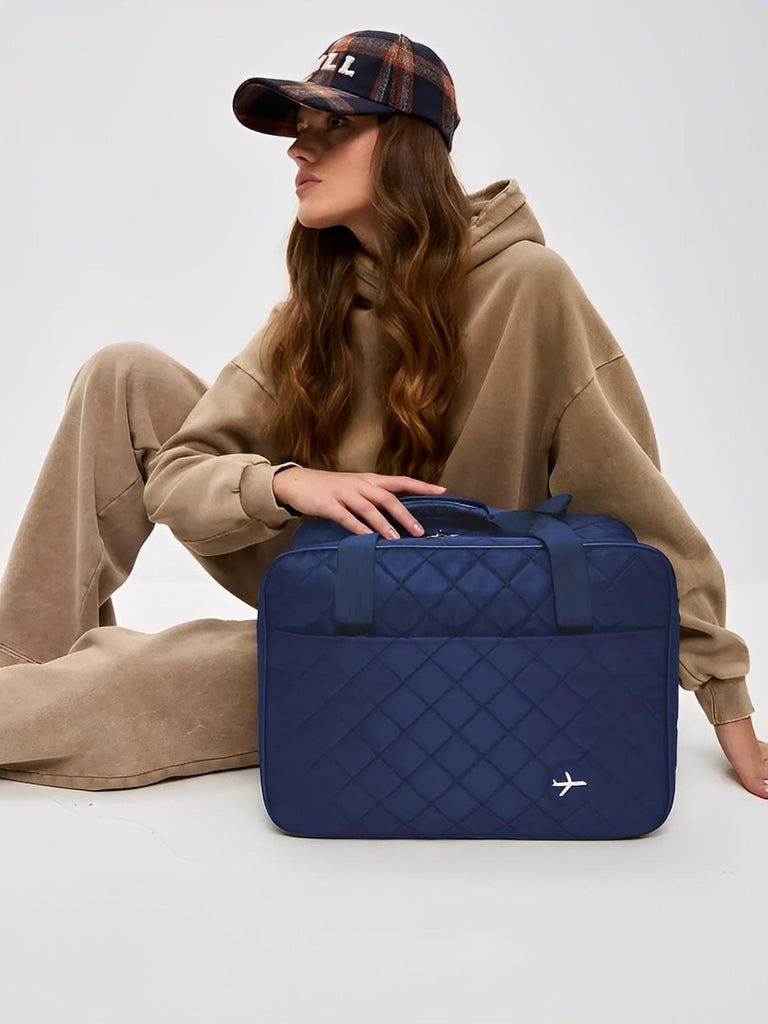 Bagage cabine avion, format 37x31x27 cm, sac de voyage, bandoulière réglable, tissu imperméable, rangement multifonction, modèle Elvire - Sac de voyage - Bleu marine