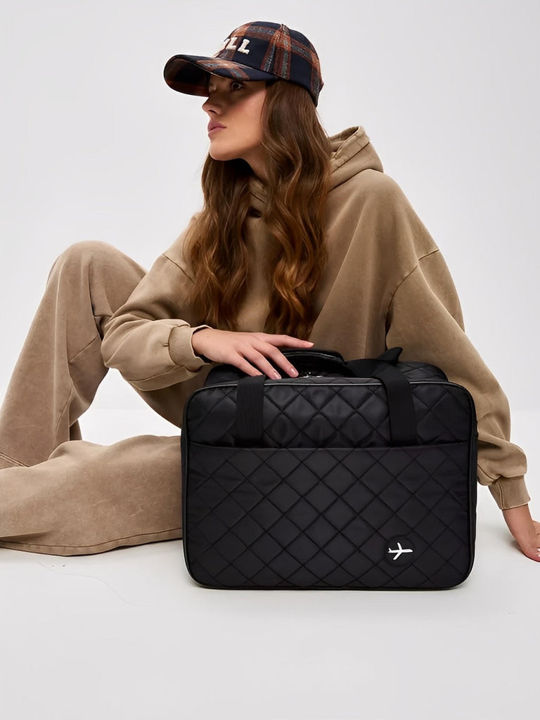 Bagage cabine avion, format 37x31x27 cm, sac de voyage, bandoulière réglable, tissu imperméable, rangement multifonction, modèle Elvire - Sac de voyage - Noir