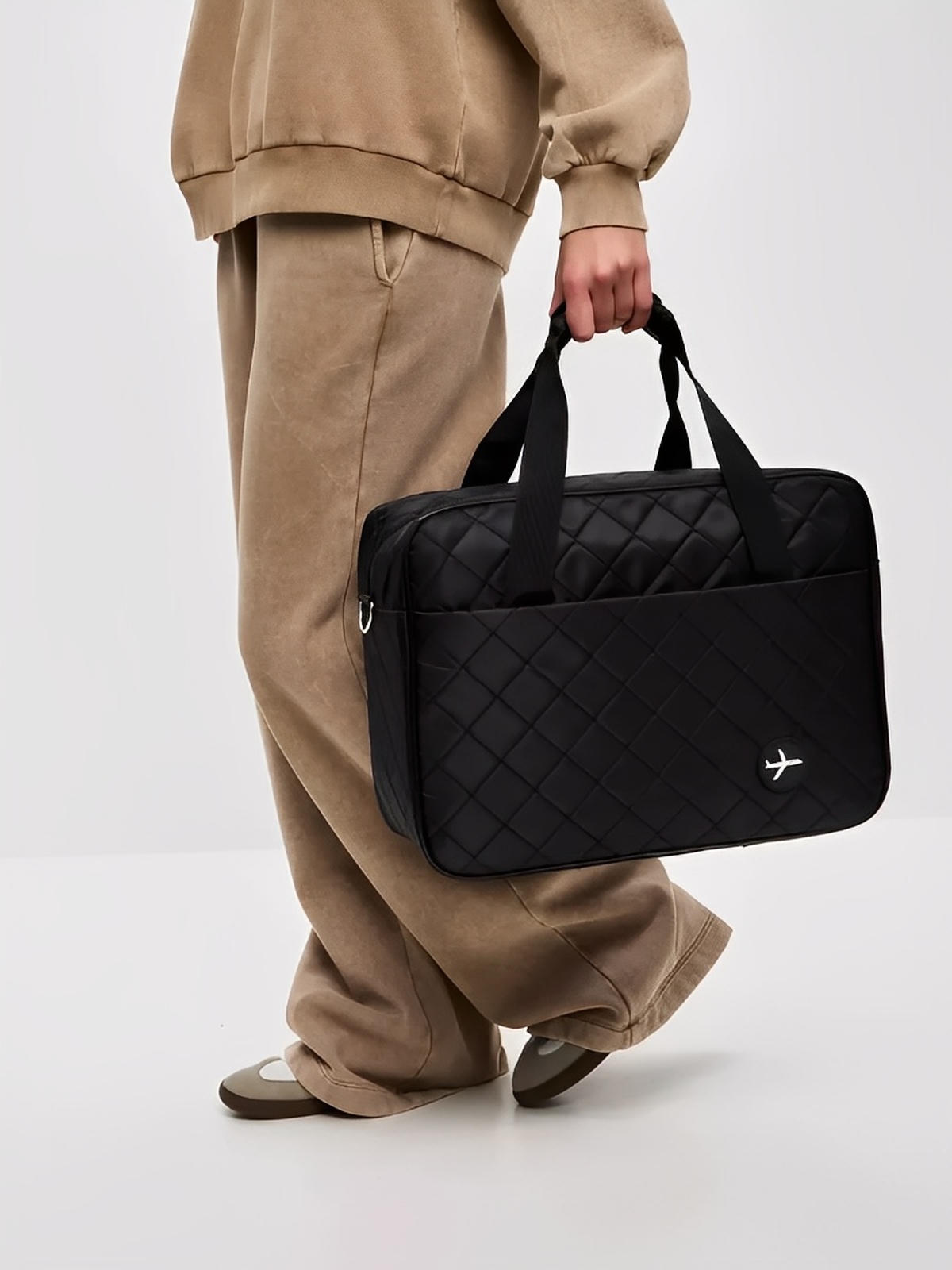 Bagage cabine avion, format 37x31x27 cm, sac de voyage, bandoulière réglable, tissu imperméable, rangement multifonction, modèle Elvire - Sac de voyage - Noir