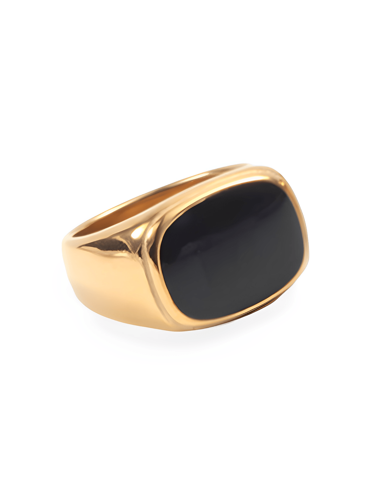 Bague carrée acier inoxydable, or 18K, femme, anneau géométrique, effet nacre, tendance, moderne, modèle Ivanah - Bague - Or + Noir XXS