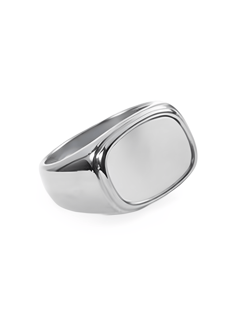 Bague carrée acier inoxydable, or 18K, femme, anneau géométrique, effet nacre, tendance, moderne, modèle Ivanah - Bague - Argent + Blanc XXS