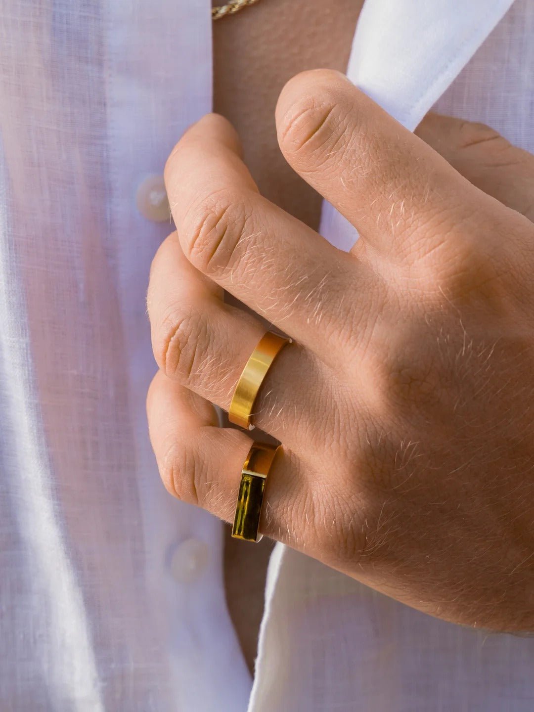 Bague classique pour homme, en acier inoxydable, anneau de 5mm minimaliste, bijou moderne, modèle Artéos - Bague - Or XS