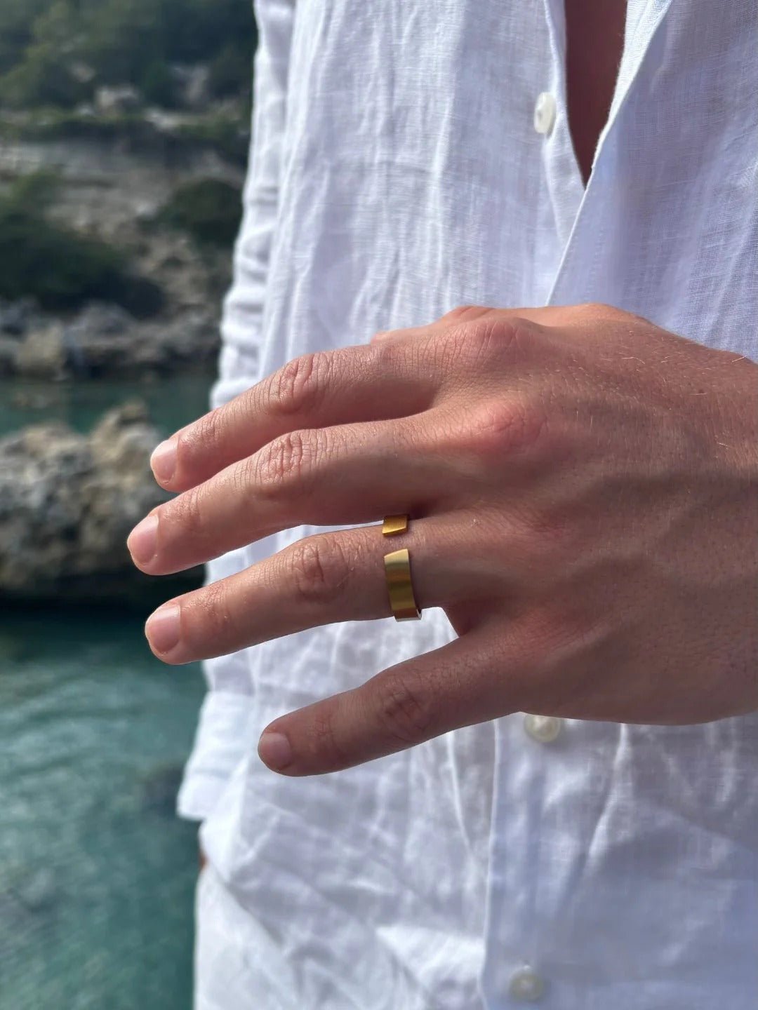 Bague classique pour homme, en acier inoxydable, anneau de 5mm minimaliste, bijou moderne, modèle Artéos - Bague - Or XS