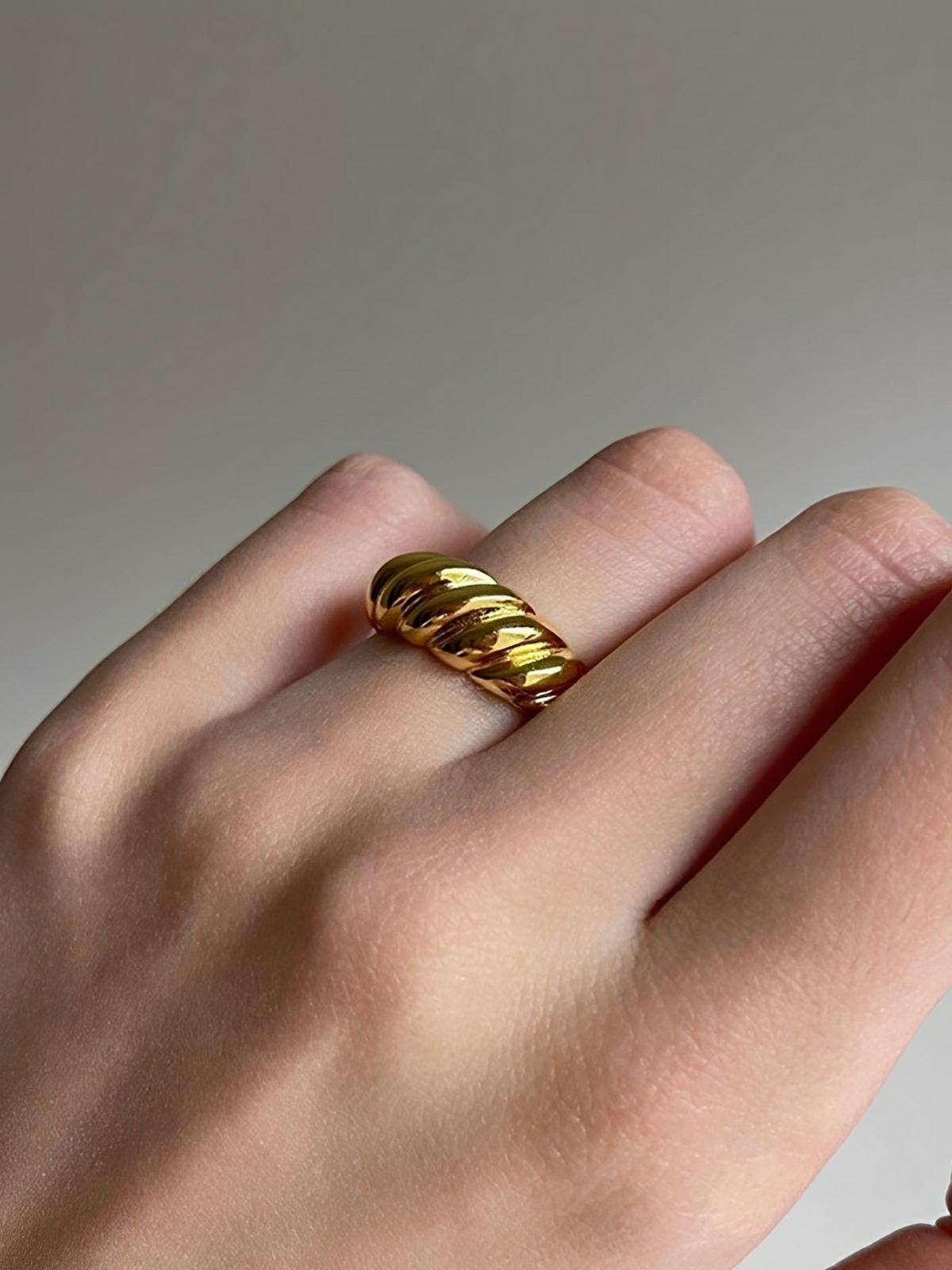 Bague couple géométrique, acier inoxydable, plaqué or, style unisexe, tendance moderne, modèle Huyen - Bague - Or XXS