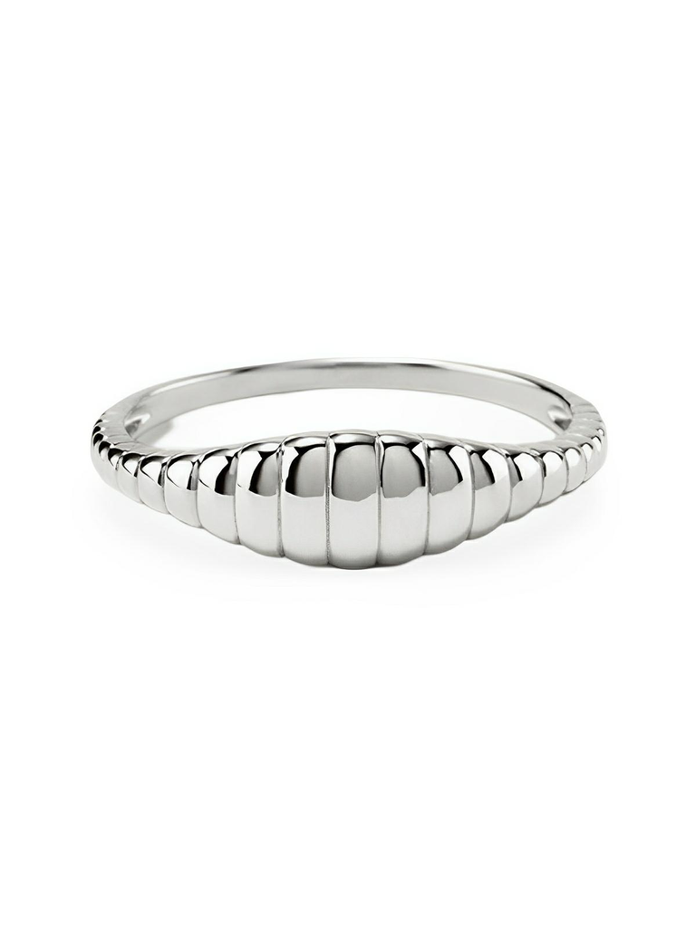 Bague couple moderne, design géométrique, acier inoxydable doré, ajustée, style minimaliste, modèle Helie - Bague - Argent XXS