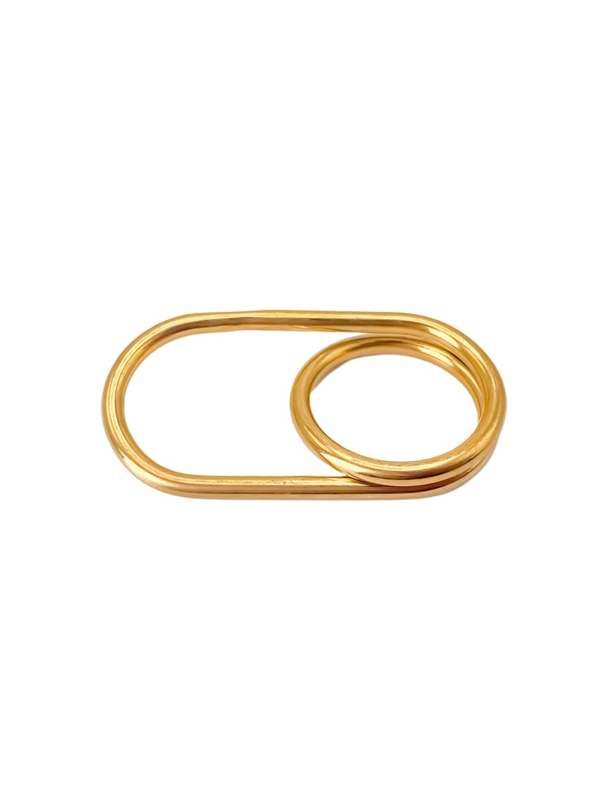 Bague double doigt croix, acier inoxydable, or 18 carats, géométrique femme, modèle Lexie - Bague - Or XXS