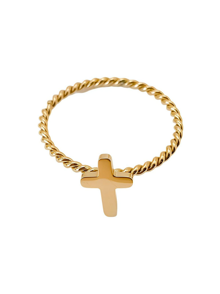 Bague en acier inoxydable or, bague géométrique femme, bague tendance légère, anneau design minimaliste, accessoire mode quotidien, modèle Kathaline - Bague - Or S