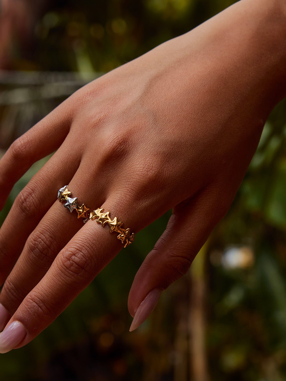 Bague étoile, anneau ouvert, ajustable, doré, argenté, acier inoxydable, style ins, modèle Garcia - Bague - Or