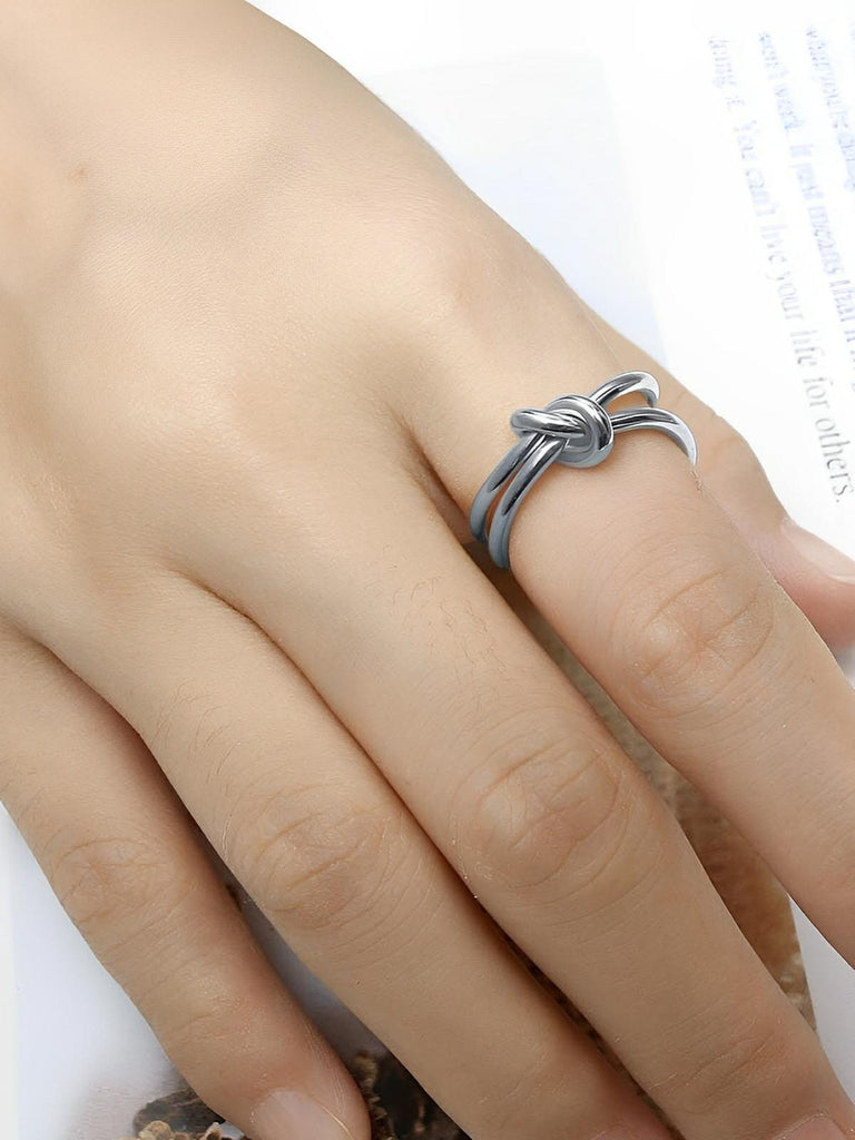 Bague femme acier inoxydable, bague géométrique or 18 carats, bague moderne minimaliste, bijou tendance acier titane, accessoire mode féminin, modèle Inara - Bague - Argent XXS