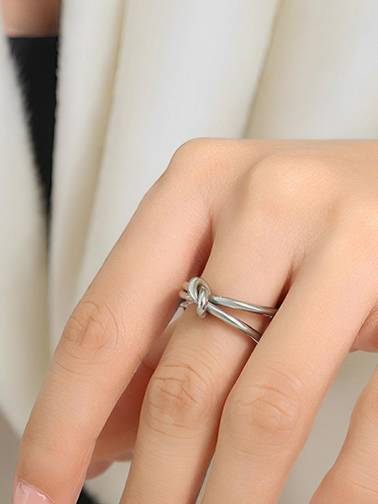 Bague femme acier inoxydable, bague géométrique or 18 carats, bague moderne minimaliste, bijou tendance acier titane, accessoire mode féminin, modèle Inara - Bague - Argent XXS
