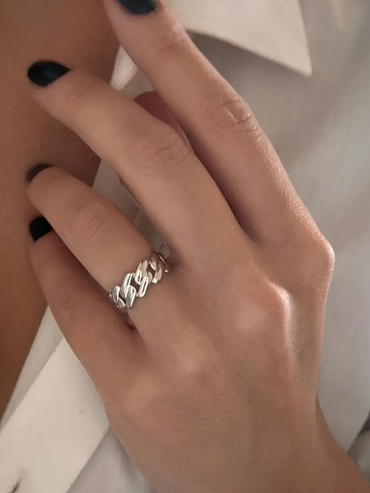 Bague femme creuse, acier inoxydable or, style géométrique, design ondulé, anneau tendance, modèle Honroe - Bague - Argent XXS