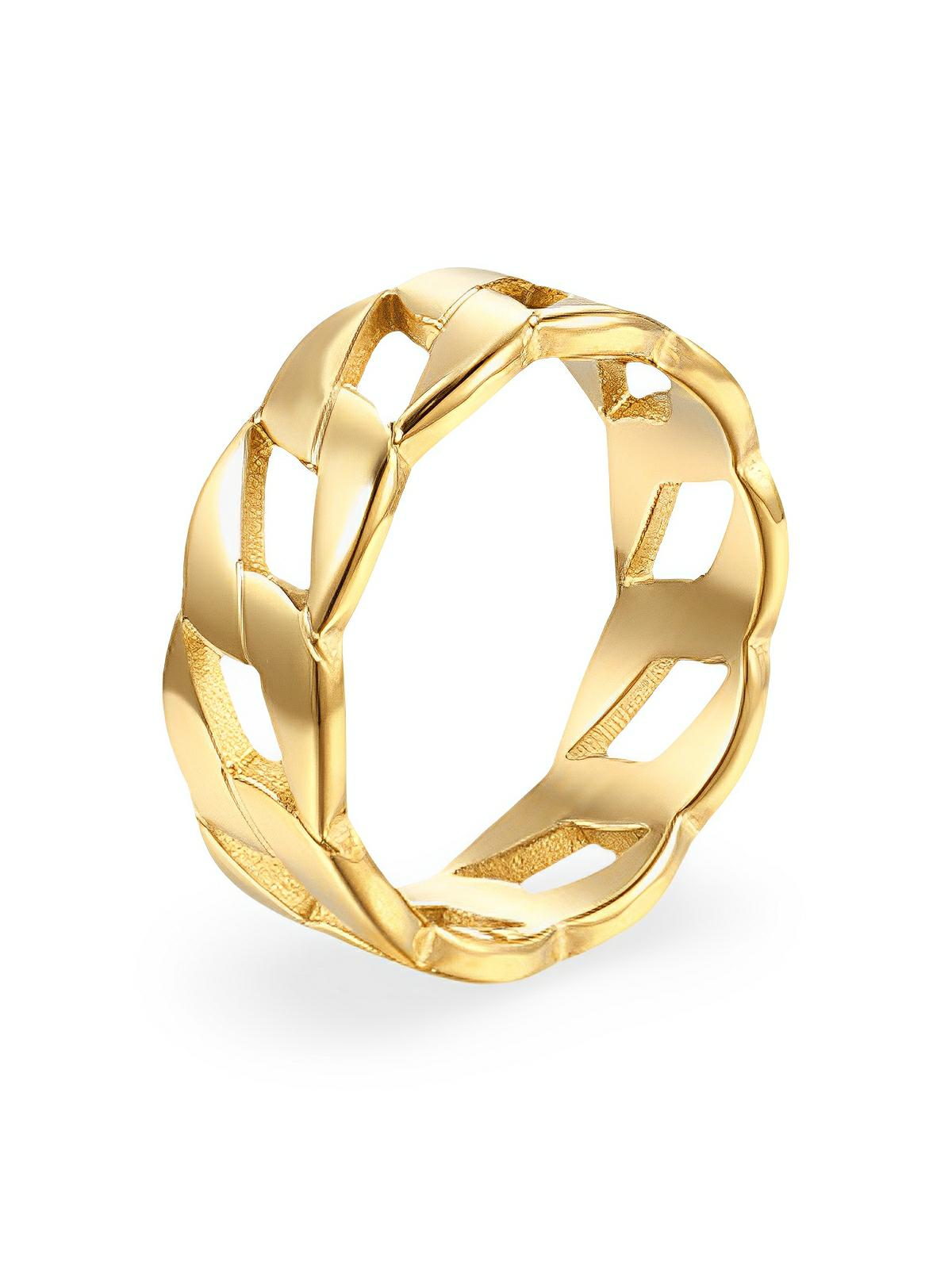 Bague femme creuse, acier inoxydable or, style géométrique, design ondulé, anneau tendance, modèle Honroe - Bague - Or XXS