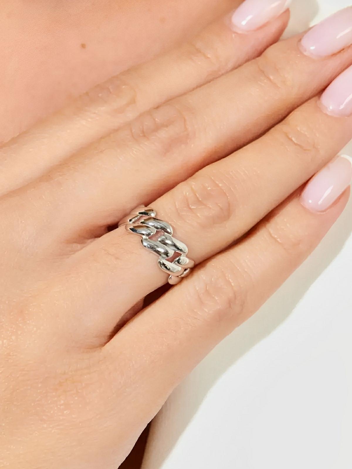 Bague femme creuse, acier inoxydable or, style géométrique, design ondulé, anneau tendance, modèle Honroe - Bague - Argent XXS