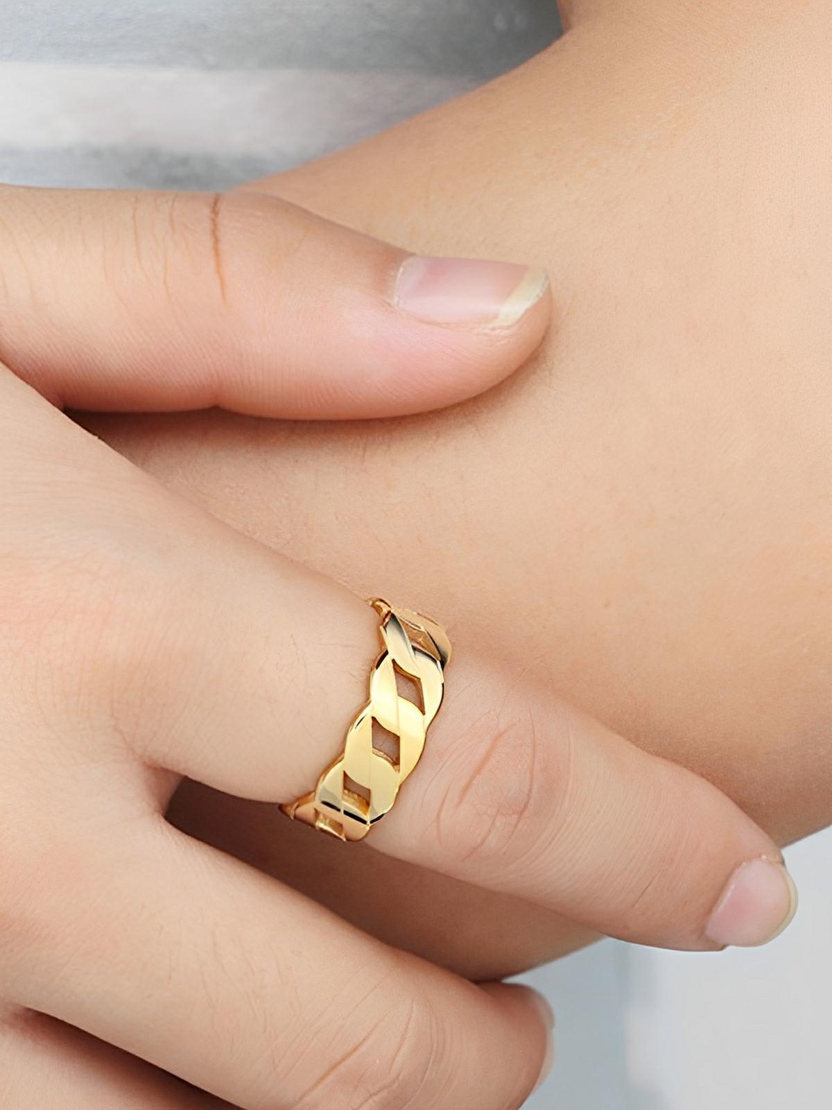Bague femme creuse, acier inoxydable or, style géométrique, design ondulé, anneau tendance, modèle Honroe - Bague - Or XXS