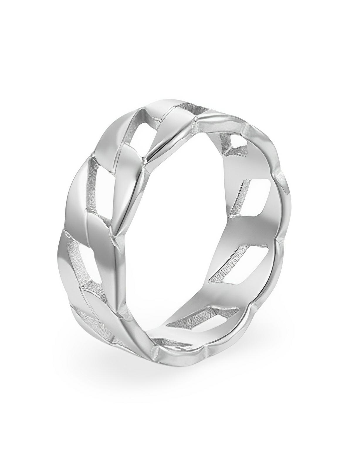 Bague femme creuse, acier inoxydable or, style géométrique, design ondulé, anneau tendance, modèle Honroe - Bague - Argent XXS