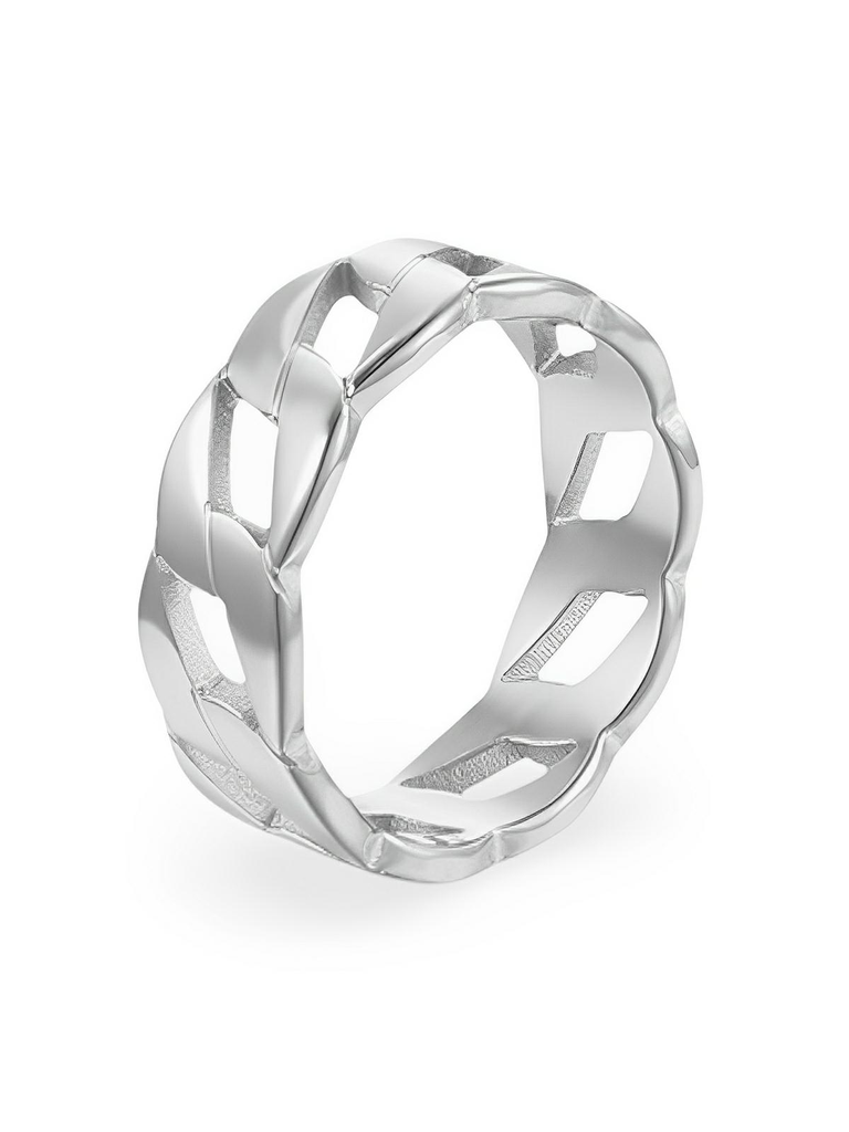 Bague femme creuse, acier inoxydable or, style géométrique, design ondulé, anneau tendance, modèle Honroe - Bague - Argent XXS