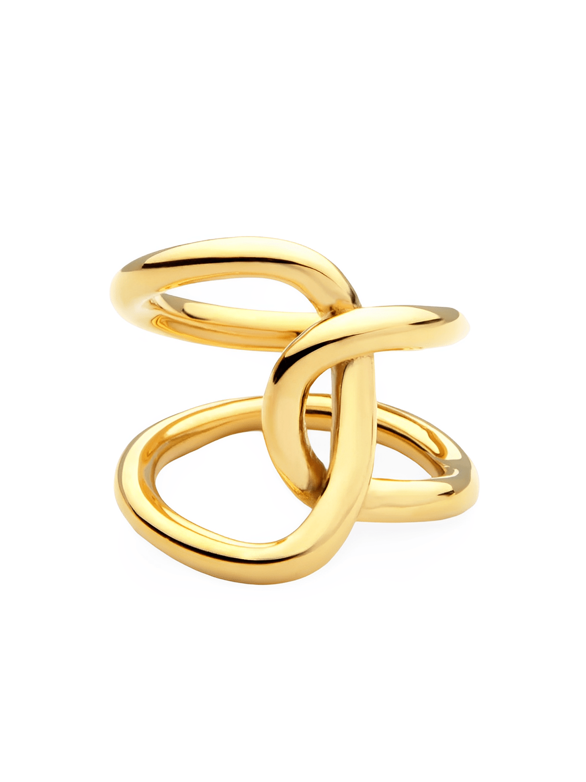 Bague femme double C nouée ouverte ajustable, acier inoxydable, plaqué or 18K, style minimaliste, tendance moderne, modèle Isra - Bague - Or XXXS