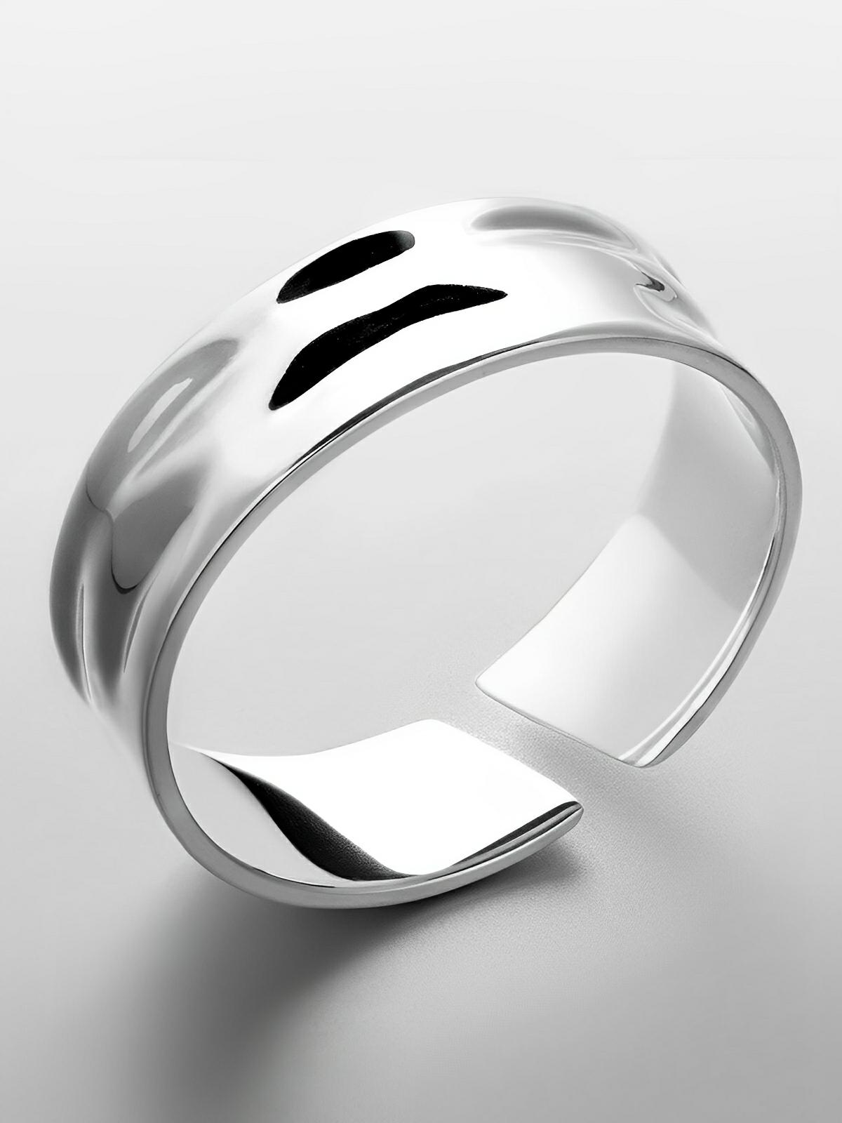 Bague homme design ouvert, en acier inoxydable, effet relief, style géométrique, ajustable, modèle Lorus - Bague - Argent XS