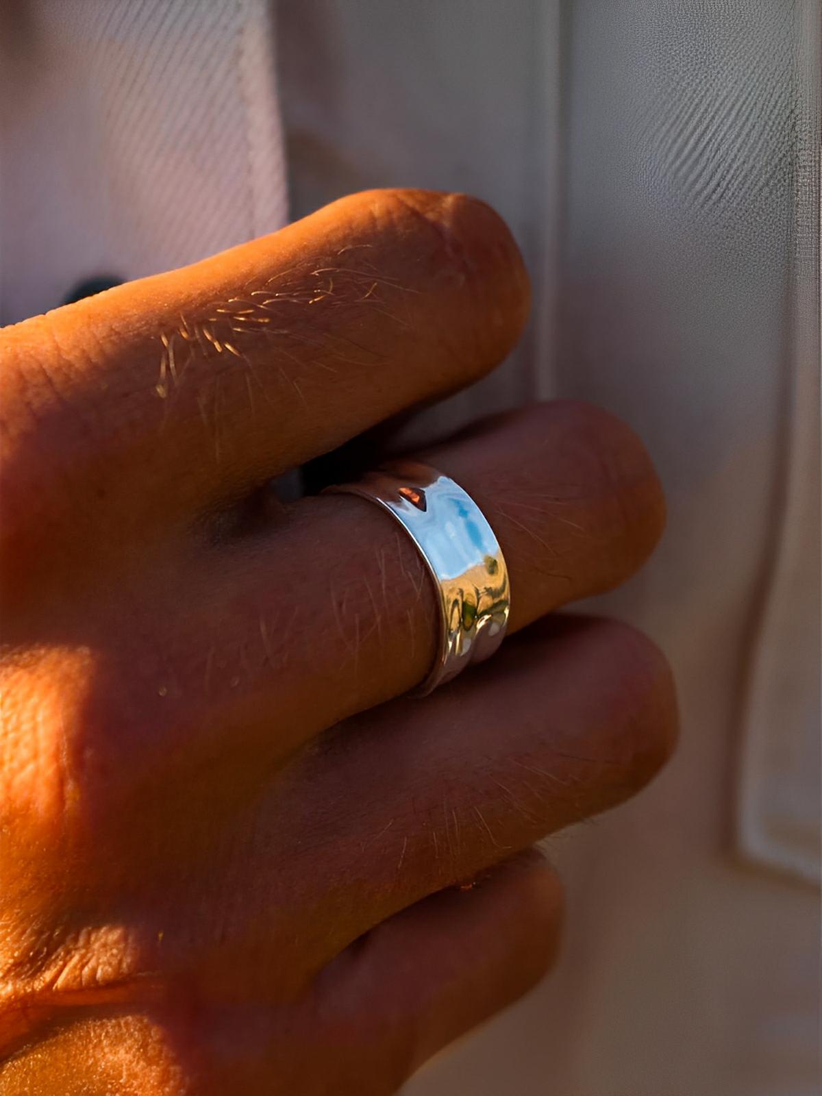Bague homme design ouvert, en acier inoxydable, effet relief, style géométrique, ajustable, modèle Lorus - Bague - Argent XS