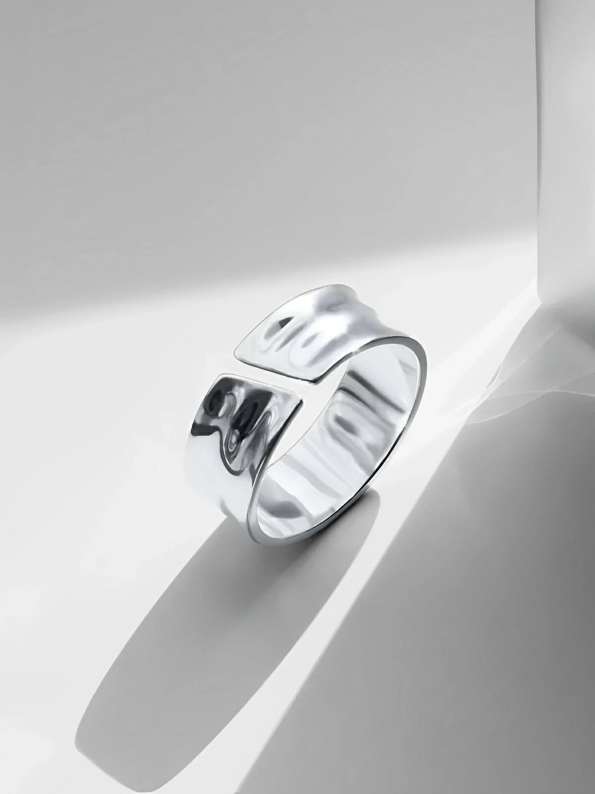 Bague homme design ouvert, en acier inoxydable, effet relief, style géométrique, ajustable, modèle Lorus - Bague - Argent XS