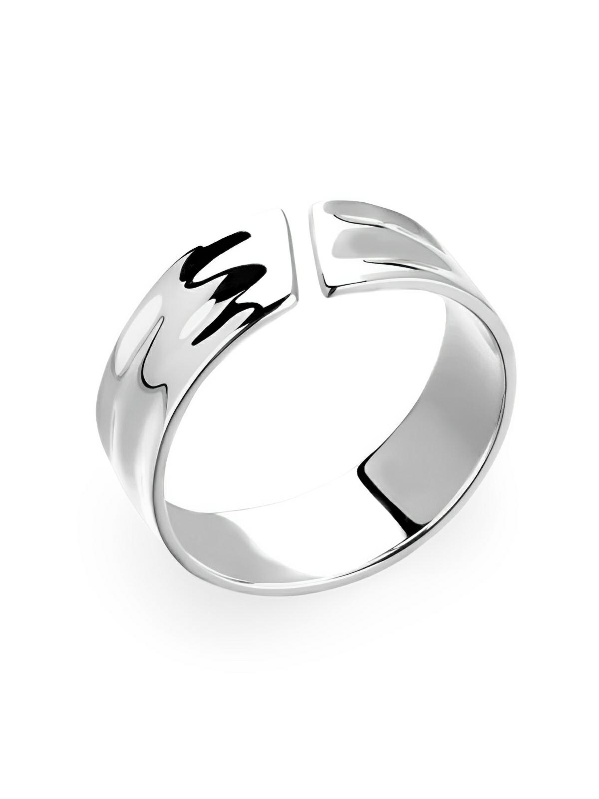 Bague homme design ouvert, en acier inoxydable, effet relief, style géométrique, ajustable, modèle Lorus - Bague - Argent XS