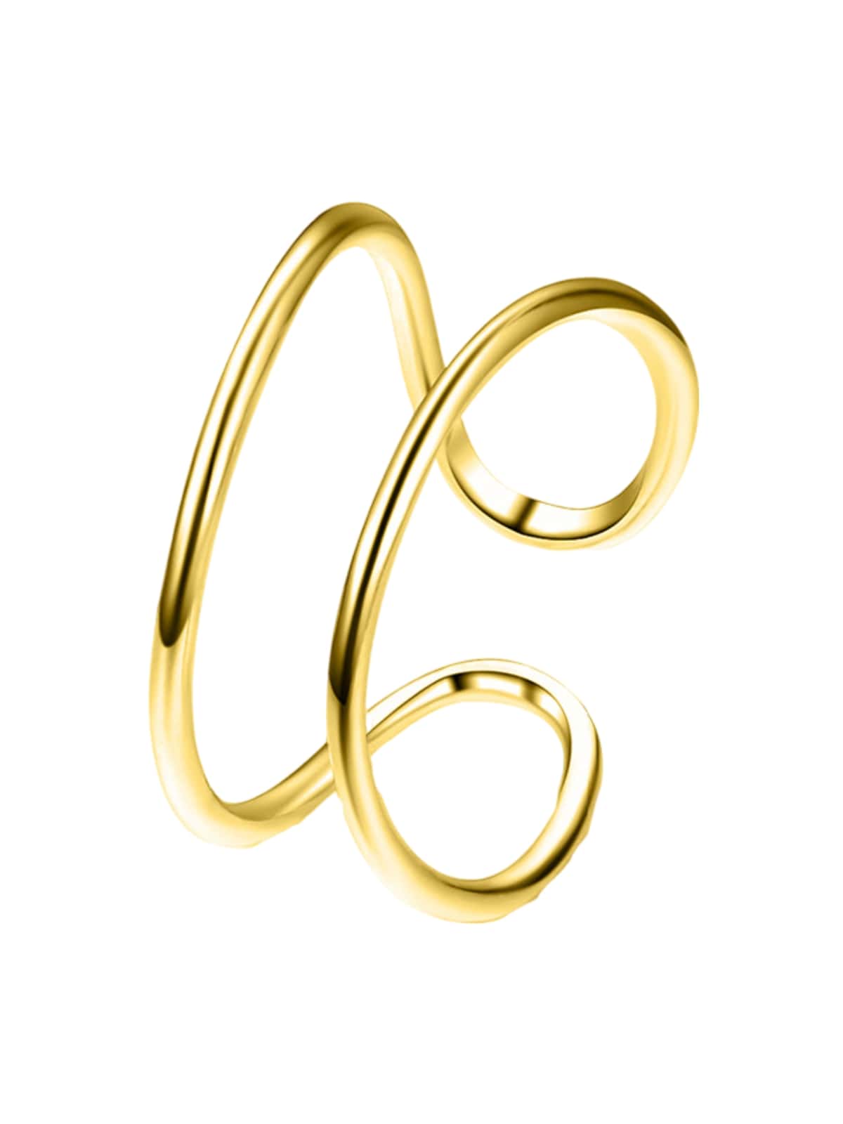 Bague ouverte double couche, acier inoxydable, design géométrique, style minimaliste, mode femme, modèle Lindsay - Bague - Or XXS