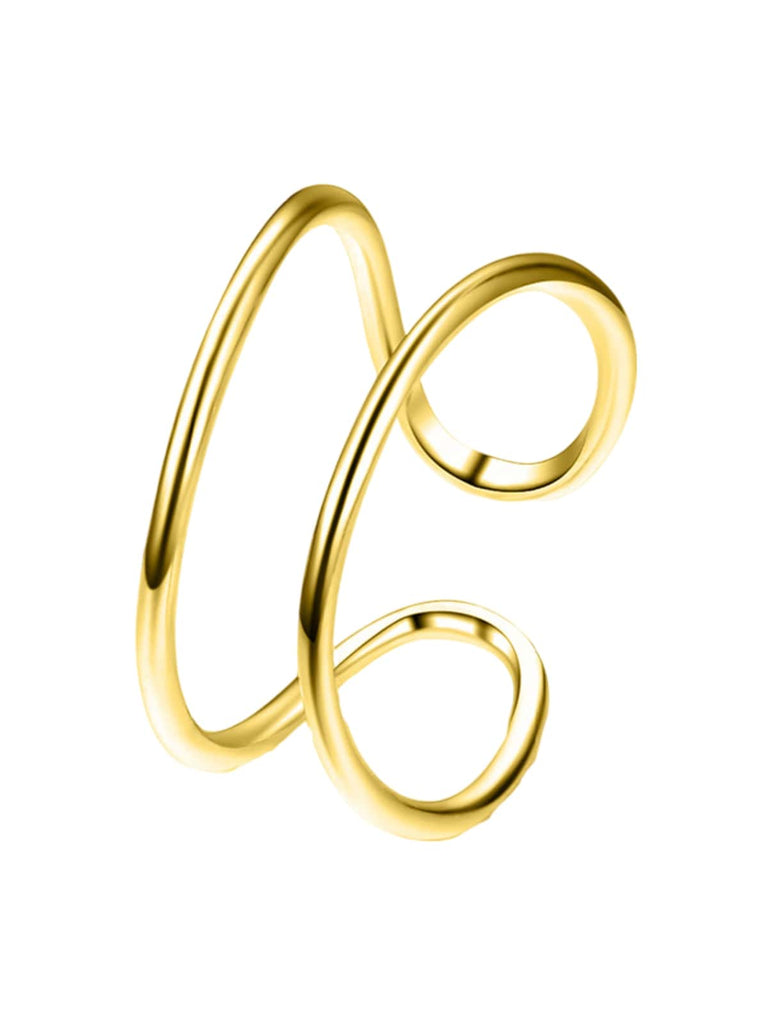 Bague ouverte double couche, acier inoxydable, design géométrique, style minimaliste, mode femme, modèle Lindsay - Bague - Or XXS