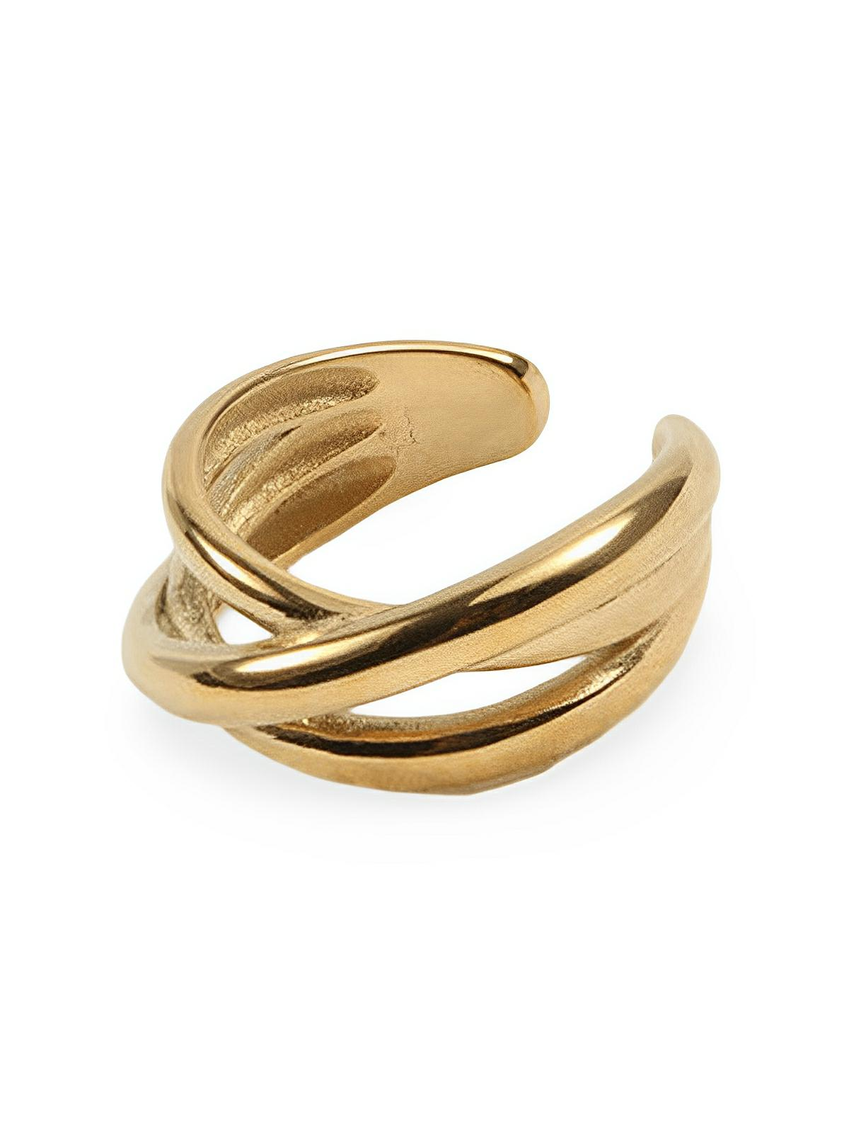 Bague ouverte géométrique femme, acier inoxydable, doré 18K, minimalisme, tendance 2025, modèle Joyce - Bague - Or XXS