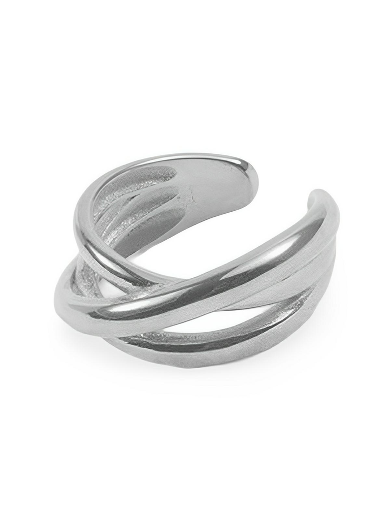 Bague ouverte géométrique femme, acier inoxydable, doré 18K, minimalisme, tendance 2025, modèle Joyce - Bague - Argent XXS