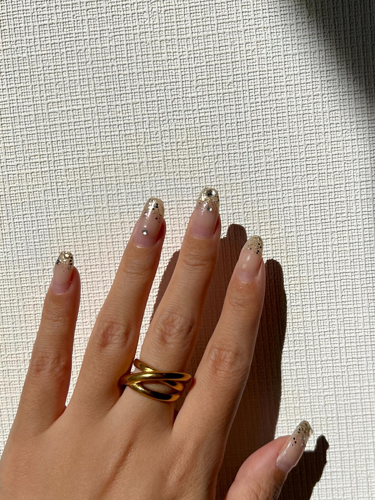 Bague ouverte géométrique femme, acier inoxydable, doré 18K, minimalisme, tendance 2025, modèle Joyce - Bague - Or XXS