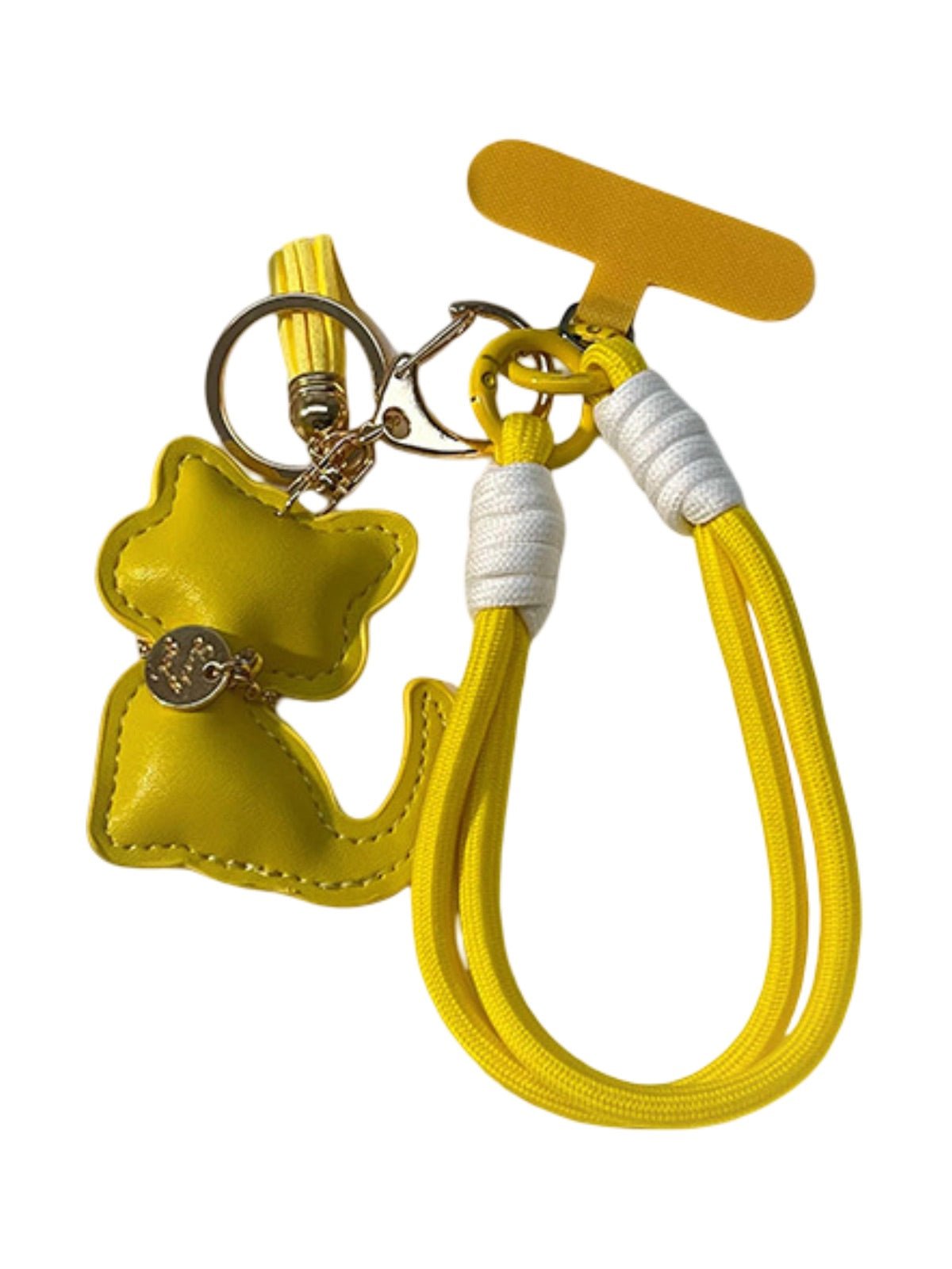 Bijou de sac chat, porte - clés doux, cordon téléphone, breloque fantaisie, accessoire tendance, modèle Cata - Jaune