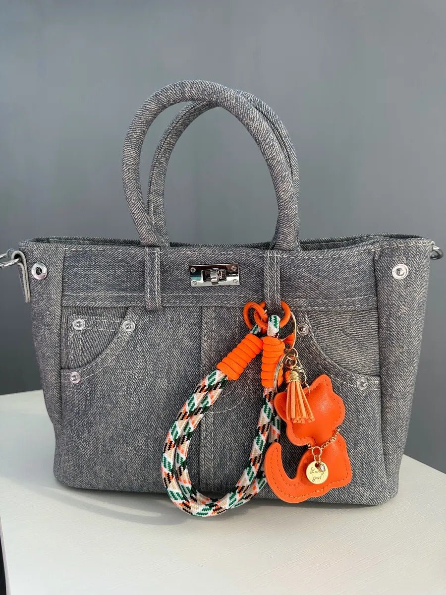 Bijou de sac chat, porte - clés doux, cordon téléphone, breloque fantaisie, accessoire tendance, modèle Cata - Orange