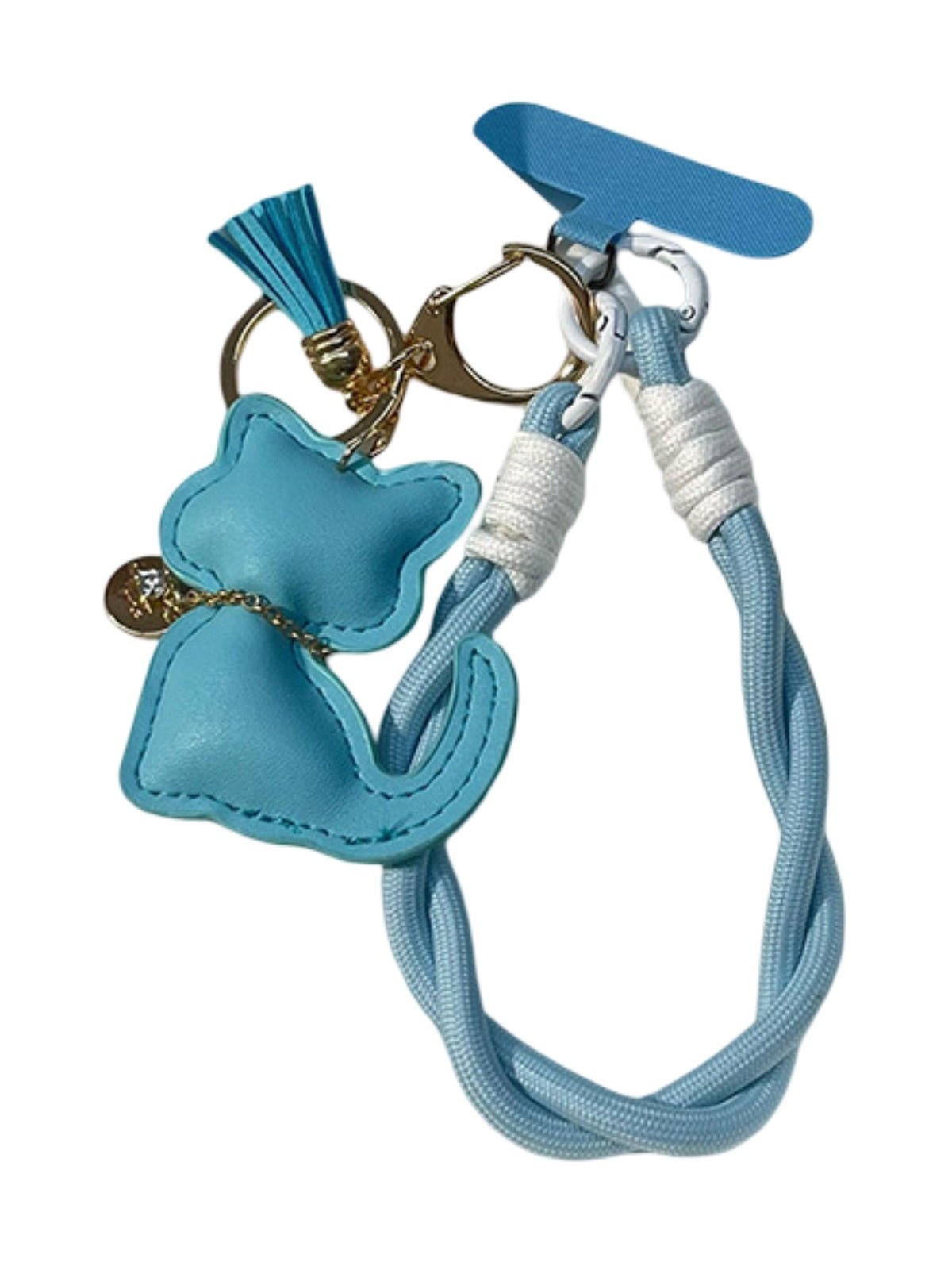 Bijou de sac chat, porte - clés doux, cordon téléphone, breloque fantaisie, accessoire tendance, modèle Cata - Bleu