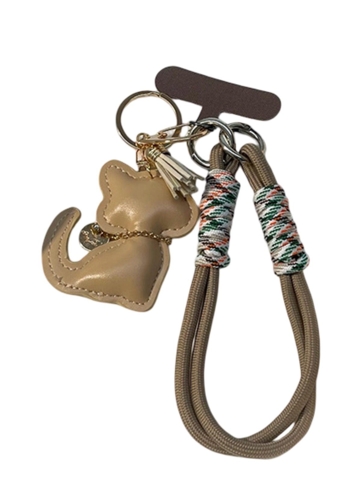 Bijou de sac chat, porte - clés doux, cordon téléphone, breloque fantaisie, accessoire tendance, modèle Cata - Beige