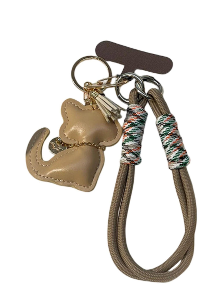 Bijou de sac chat, porte - clés doux, cordon téléphone, breloque fantaisie, accessoire tendance, modèle Cata - Beige