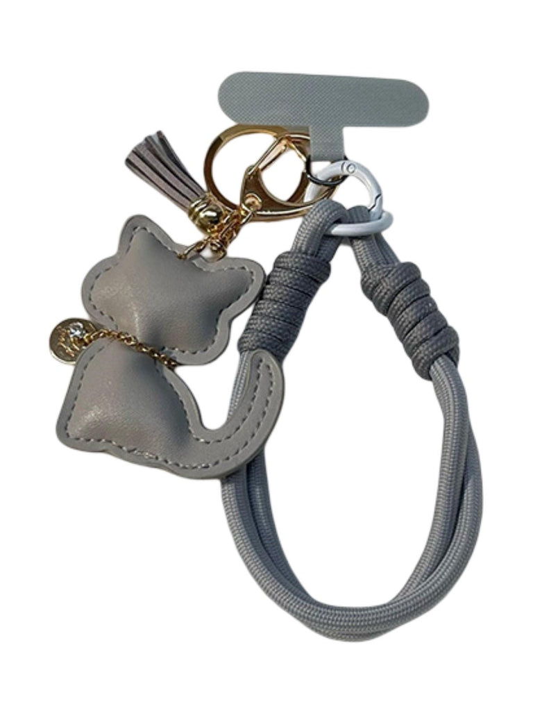 Bijou de sac chat, porte - clés doux, cordon téléphone, breloque fantaisie, accessoire tendance, modèle Cata - Gris