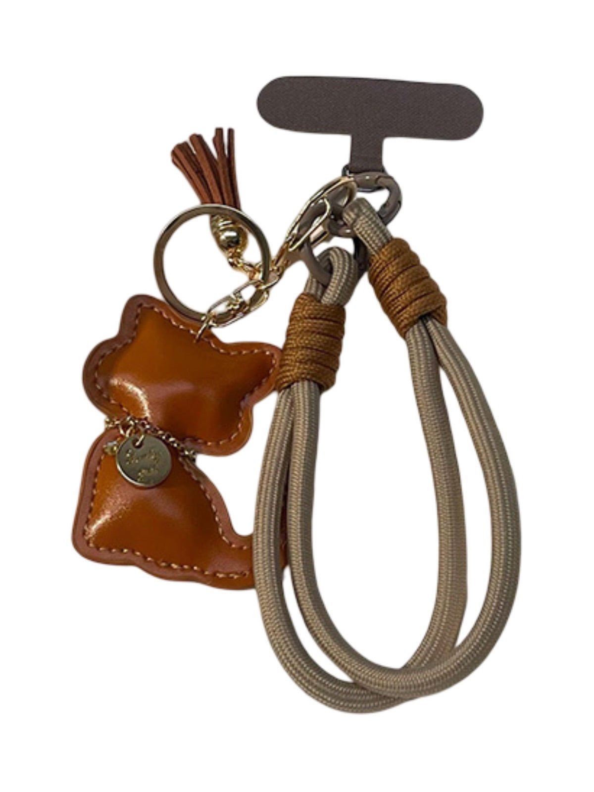 Bijou de sac chat, porte - clés doux, cordon téléphone, breloque fantaisie, accessoire tendance, modèle Cata - Marron