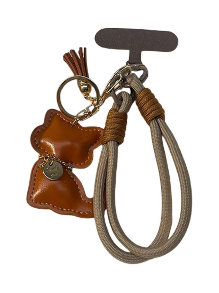 Bijou de sac chat, porte - clés doux, cordon téléphone, breloque fantaisie, accessoire tendance, modèle Cata - Marron