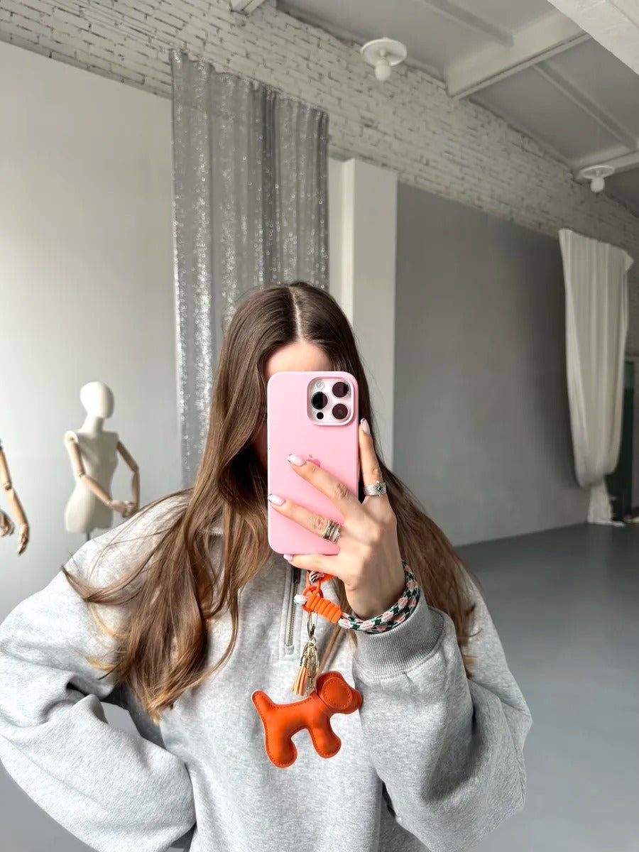 Bijou de sac chien, breloque colorée, porte - clés fantaisie, sangle téléphone, accessoire tendance, modèle Tintin - Orange