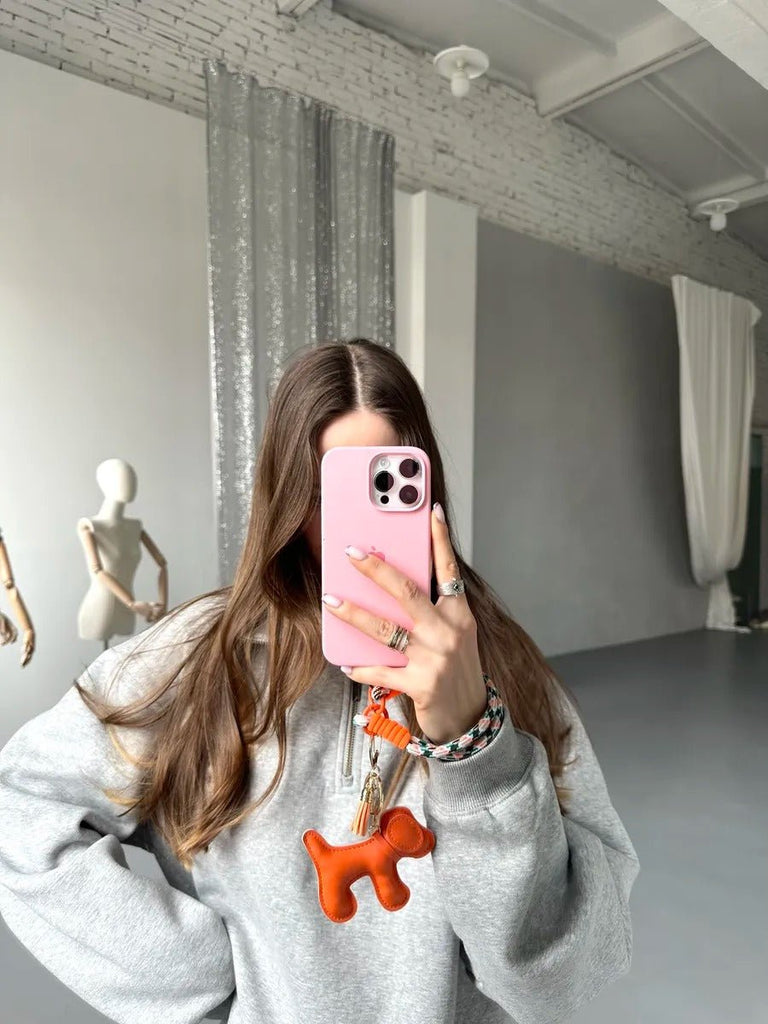 Bijou de sac chien, breloque colorée, porte - clés fantaisie, sangle téléphone, accessoire tendance, modèle Tintin - Orange