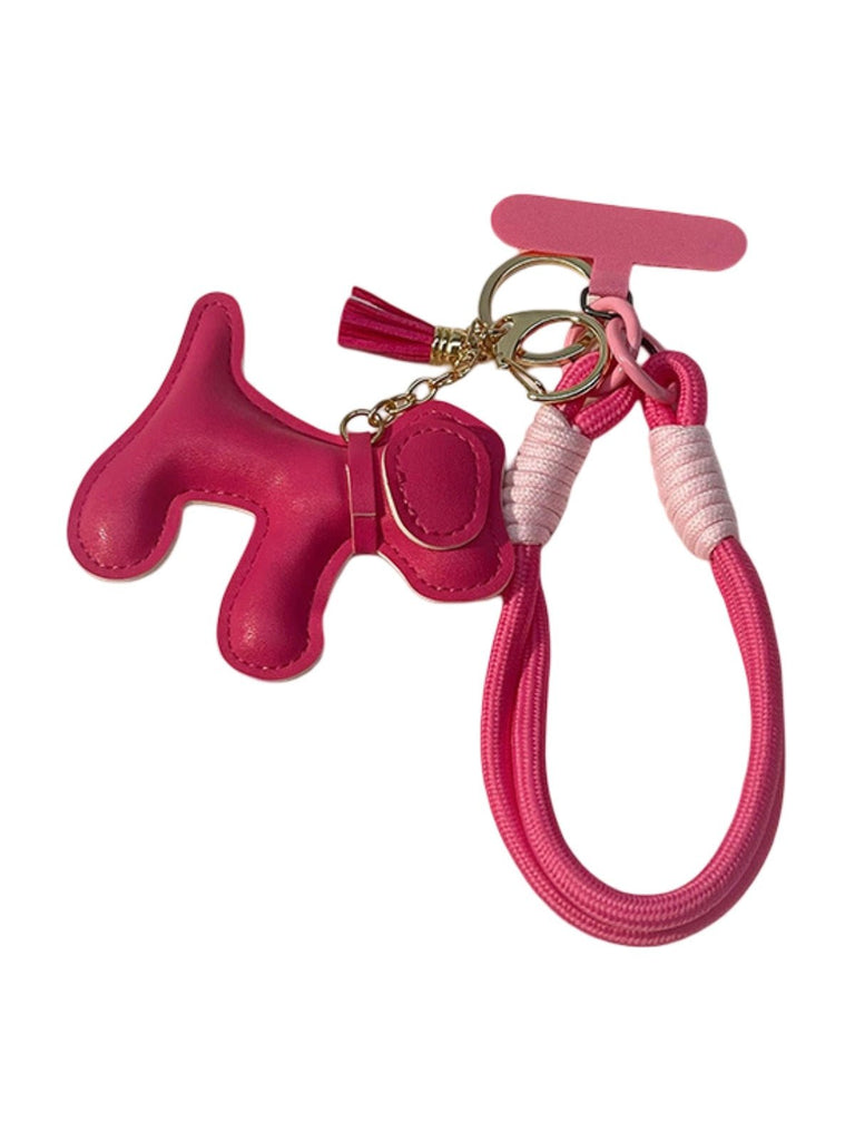 Bijou de sac chien, breloque colorée, porte - clés fantaisie, sangle téléphone, accessoire tendance, modèle Tintin - Fuchsia