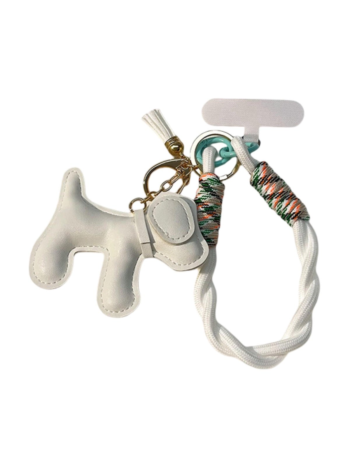 Bijou de sac chien, breloque colorée, porte - clés fantaisie, sangle téléphone, accessoire tendance, modèle Tintin - Blanc