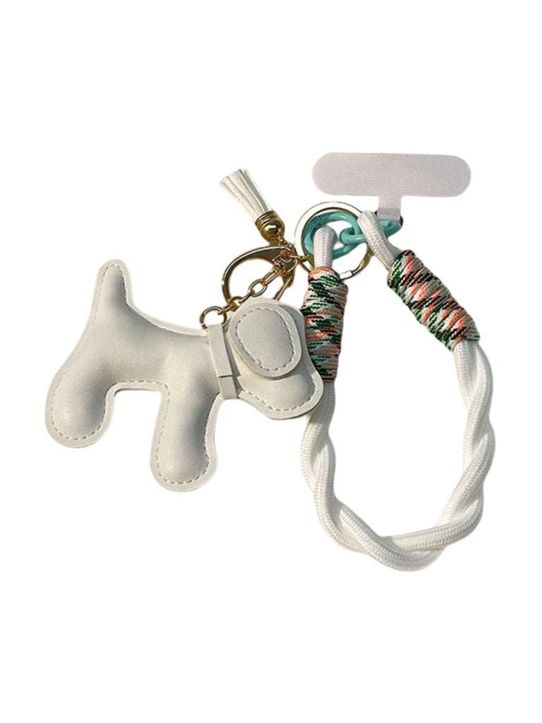 Bijou de sac chien, breloque colorée, porte - clés fantaisie, sangle téléphone, accessoire tendance, modèle Tintin - Blanc