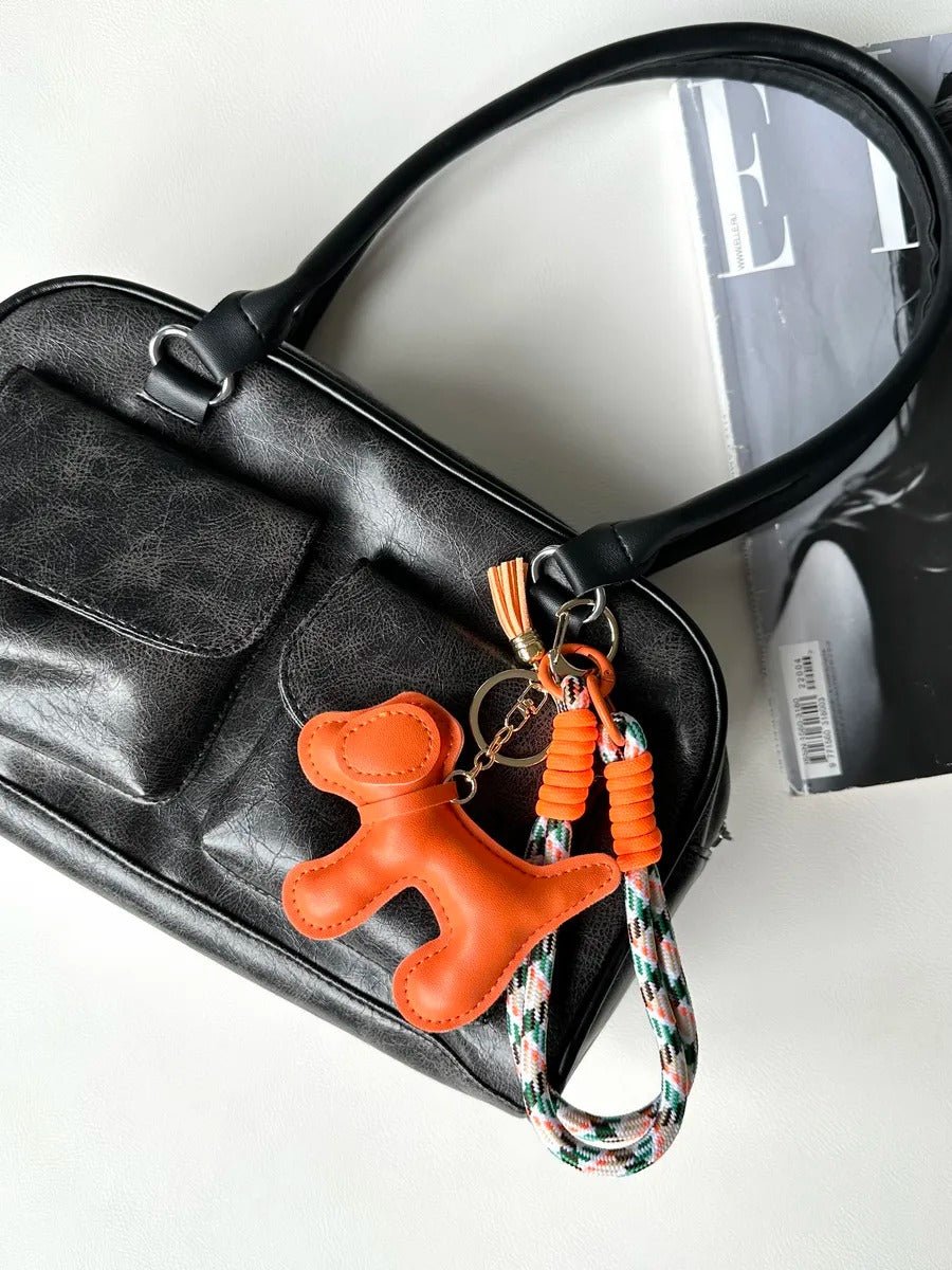 Bijou de sac chien, breloque colorée, porte - clés fantaisie, sangle téléphone, accessoire tendance, modèle Tintin - Orange